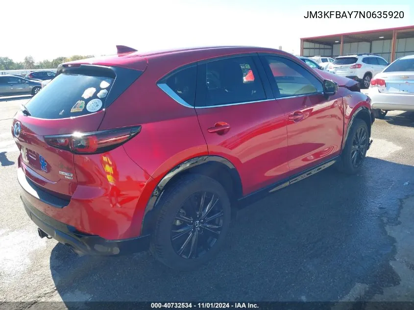 2022 Mazda Cx-5 2.5 Turbo VIN: JM3KFBAY7N0635920 Lot: 40732534