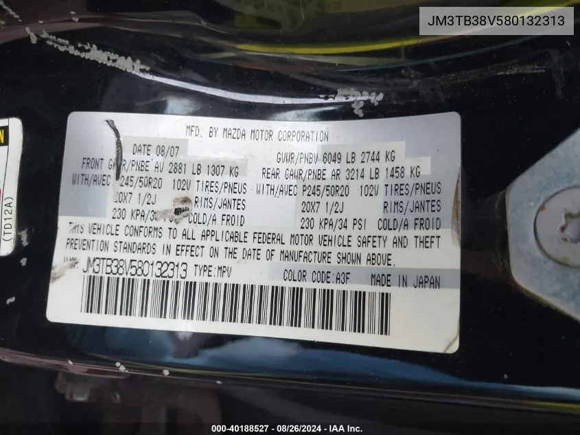 JM3TB38V580132313 2008 Mazda Cx-9 Grand Touring