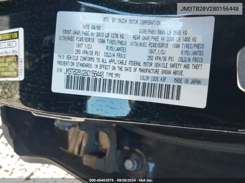 JM3TB28V280156448 2008 Mazda Cx-9 Sport