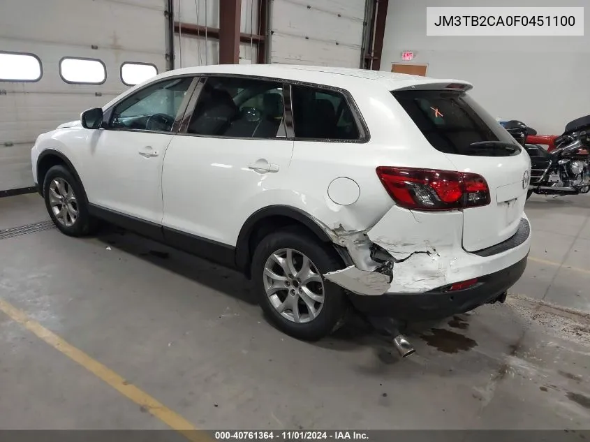 2015 Mazda Cx-9 Touring VIN: JM3TB2CA0F0451100 Lot: 40761364