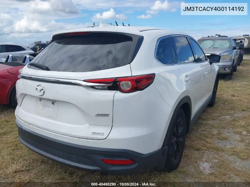 2016 Mazda Cx-9 Touring VIN: JM3TCACY4G0114192 Lot: 40480290