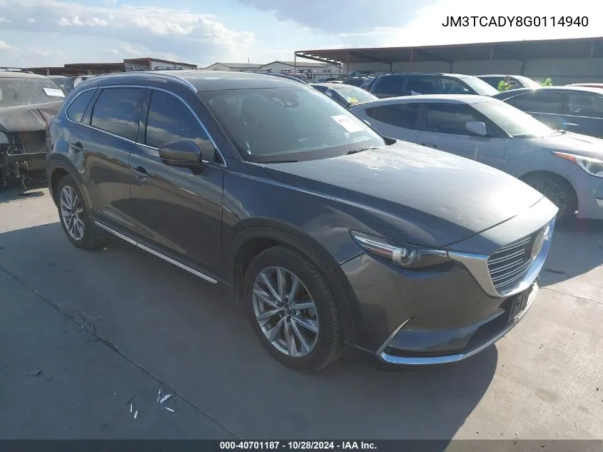 2016 Mazda Cx-9 Grand Touring VIN: JM3TCADY8G0114940 Lot: 40701187