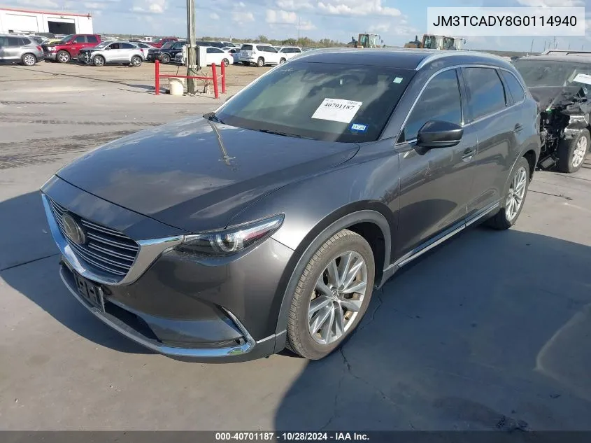 2016 Mazda Cx-9 Grand Touring VIN: JM3TCADY8G0114940 Lot: 40701187