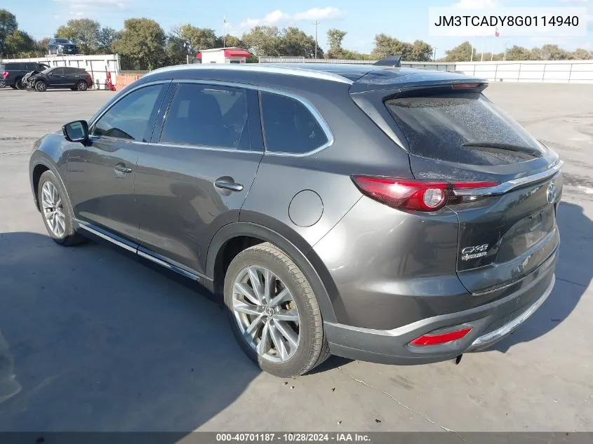 2016 Mazda Cx-9 Grand Touring VIN: JM3TCADY8G0114940 Lot: 40701187