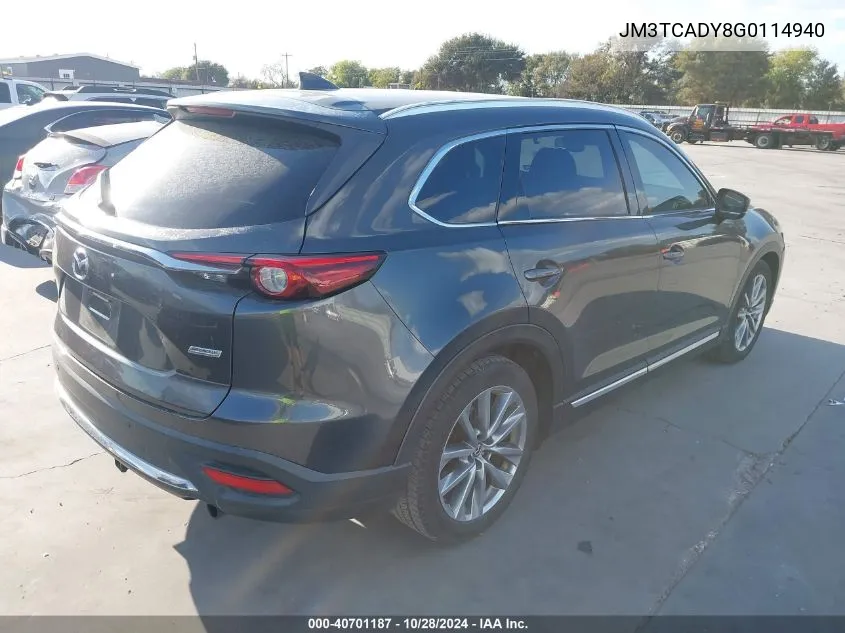 2016 Mazda Cx-9 Grand Touring VIN: JM3TCADY8G0114940 Lot: 40701187