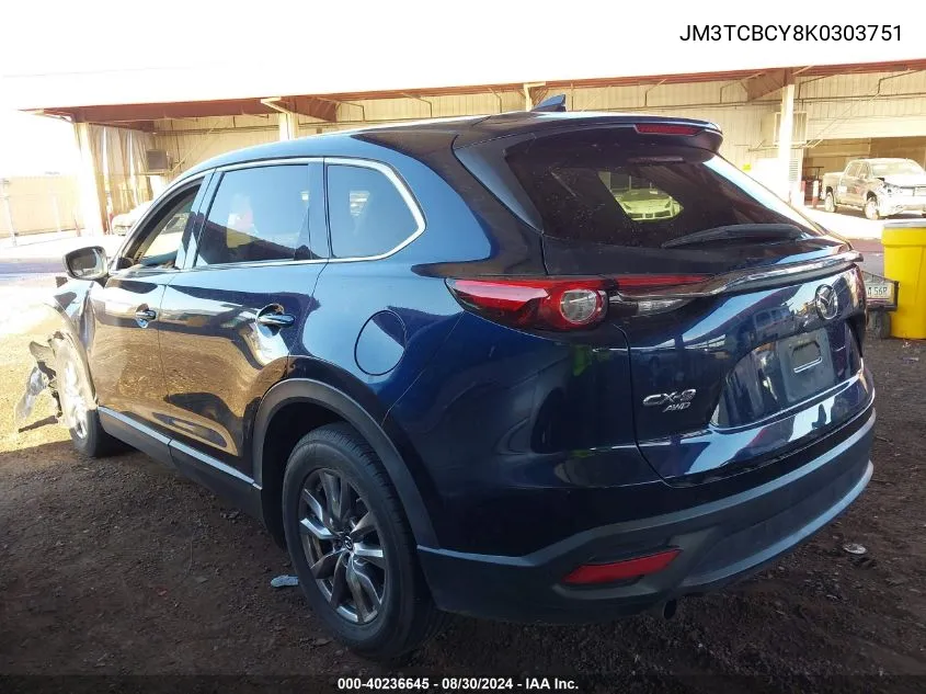 2019 Mazda Cx-9 Touring VIN: JM3TCBCY8K0303751 Lot: 40236645