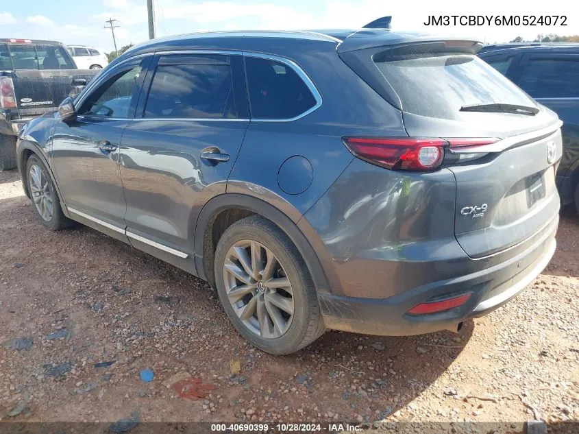 2021 Mazda Cx-9 Grand Touring VIN: JM3TCBDY6M0524072 Lot: 40690399