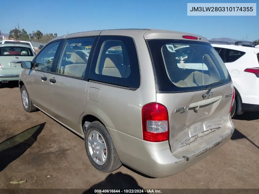 2001 Mazda Mpv Dx/Es/Lx VIN: JM3LW28G310174355 Lot: 40616644