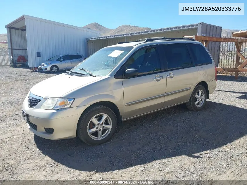 2002 Mazda Mpv Es/Lx VIN: JM3LW28A520333776 Lot: 40090247