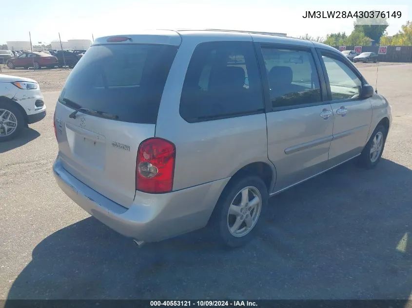 2003 Mazda Mpv Es/Lx/Lx-Sv VIN: JM3LW28A430376149 Lot: 40553121