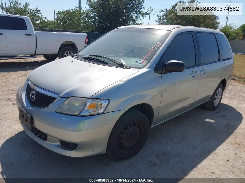 2003 Mazda Mpv Es/Lx/Lx-Sv VIN: JM3LW28A830374582 Lot: 40585952