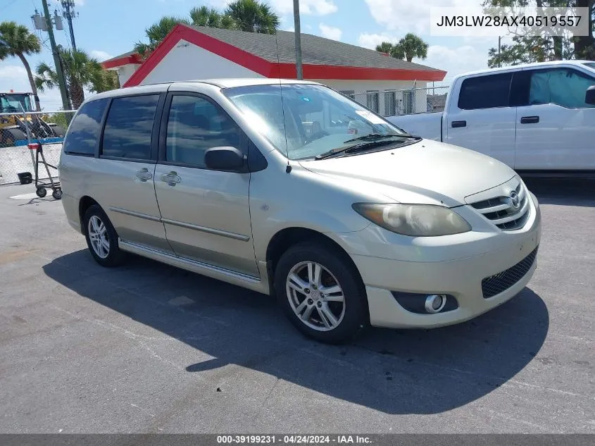 2004 Mazda Mpv Lx VIN: JM3LW28AX40519557 Lot: 39199231