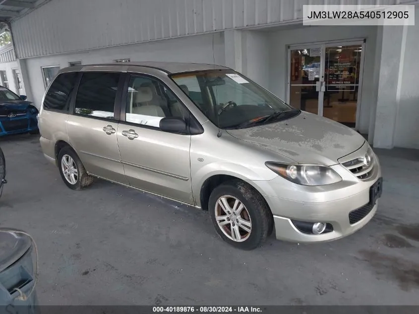 2004 Mazda Mpv Lx VIN: JM3LW28A540512905 Lot: 40189876