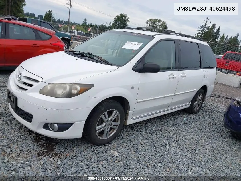 2004 Mazda Mpv Lx VIN: JM3LW28J140524498 Lot: 40313537