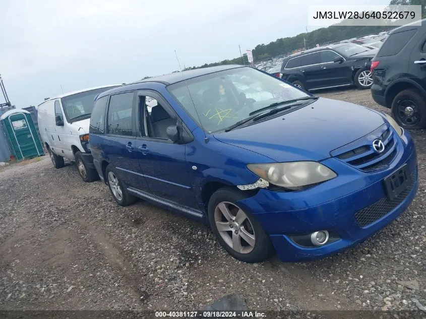 2004 Mazda Mpv Wagon VIN: JM3LW28J640522679 Lot: 40381127