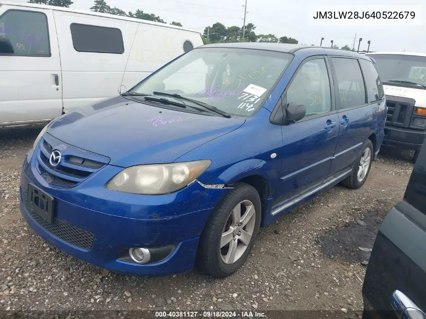 2004 Mazda Mpv Wagon VIN: JM3LW28J640522679 Lot: 40381127