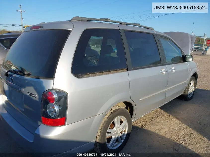 2004 Mazda Mpv Wagon VIN: JM3LW28J540515352 Lot: 40680737