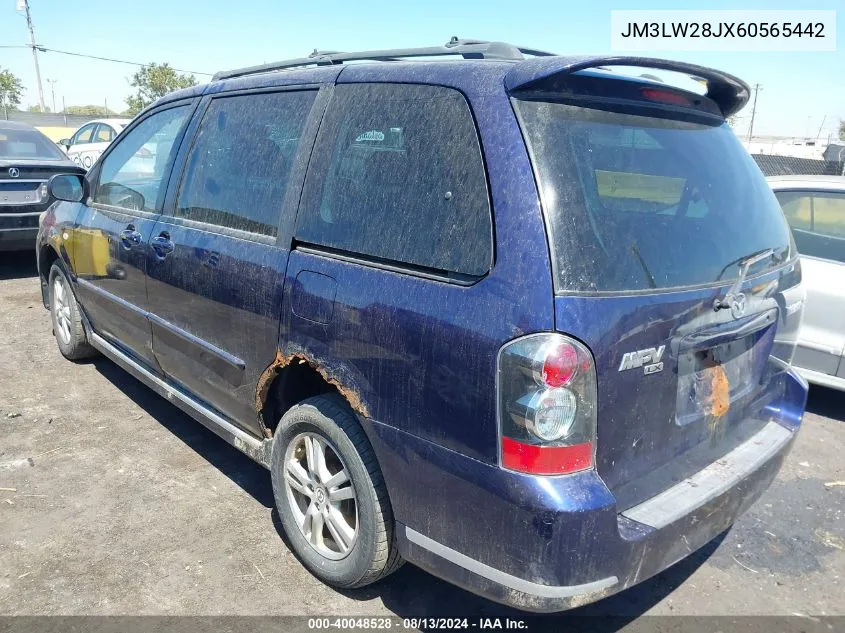 2006 Mazda Mpv Lx VIN: JM3LW28JX60565442 Lot: 40048528