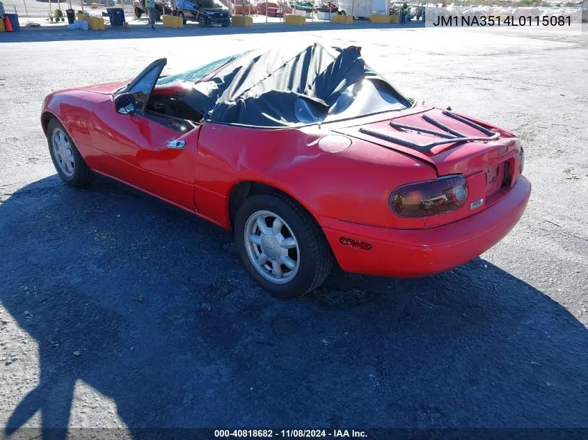 1990 Mazda Mx-5 Miata VIN: JM1NA3514L0115081 Lot: 40818682