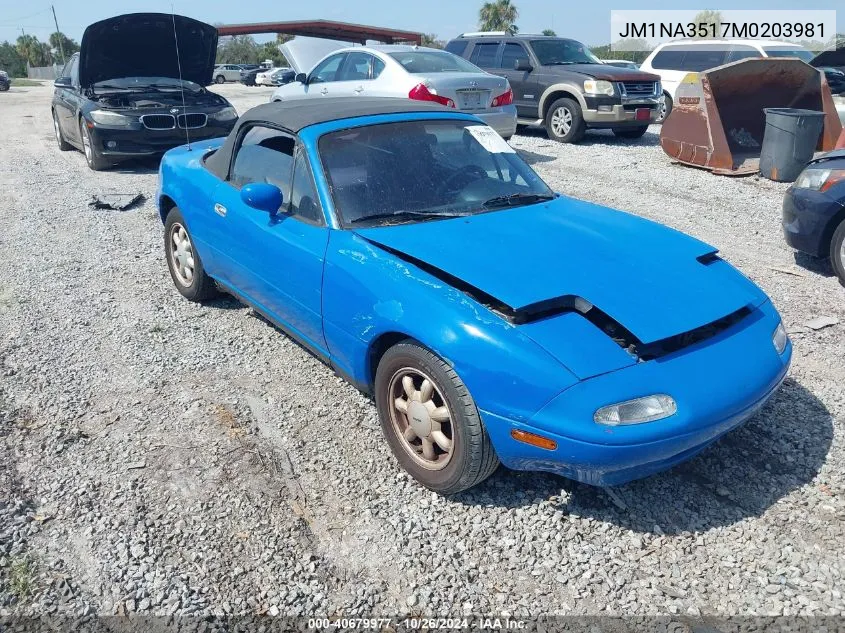 1991 Mazda Mx-5 Miata VIN: JM1NA3517M0203981 Lot: 40679977