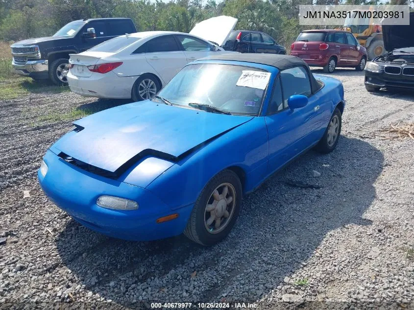 1991 Mazda Mx-5 Miata VIN: JM1NA3517M0203981 Lot: 40679977