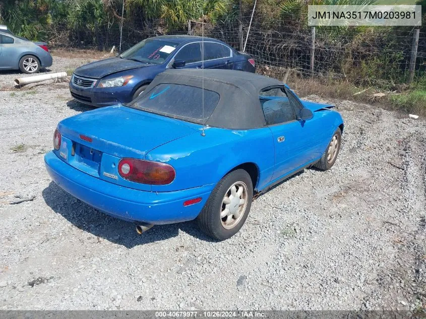 1991 Mazda Mx-5 Miata VIN: JM1NA3517M0203981 Lot: 40679977