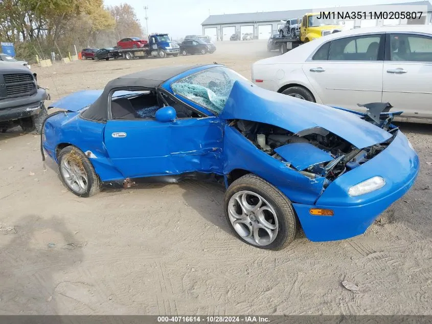 1991 Mazda Mx-5 Miata VIN: JM1NA3511M0205807 Lot: 40716614