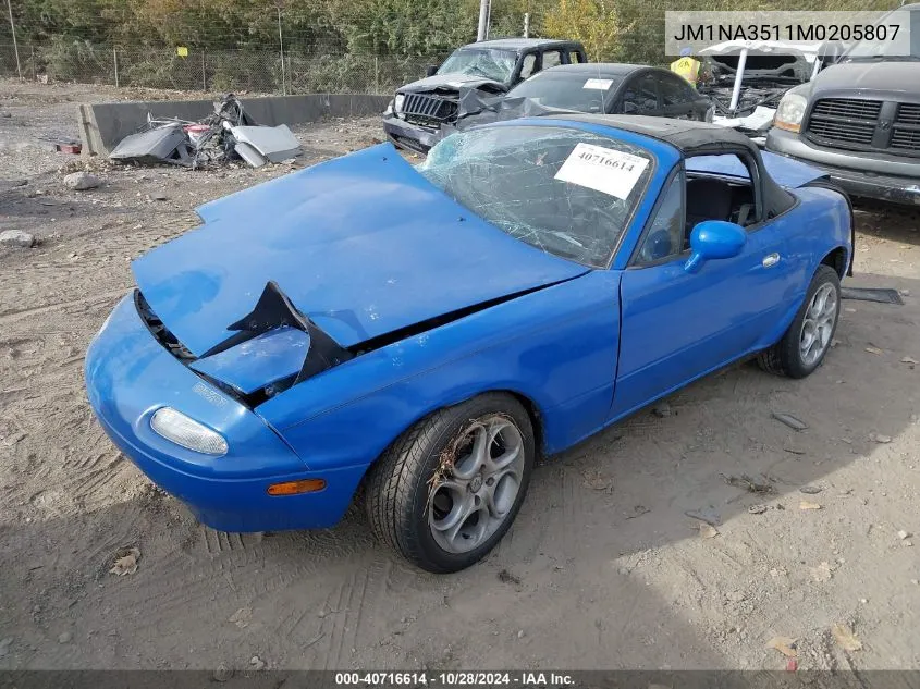 1991 Mazda Mx-5 Miata VIN: JM1NA3511M0205807 Lot: 40716614