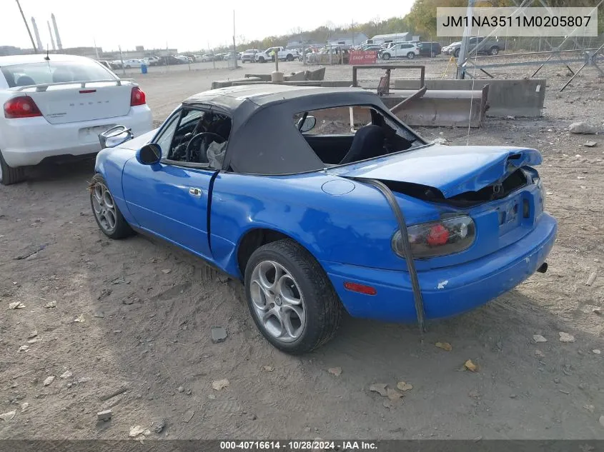 1991 Mazda Mx-5 Miata VIN: JM1NA3511M0205807 Lot: 40716614