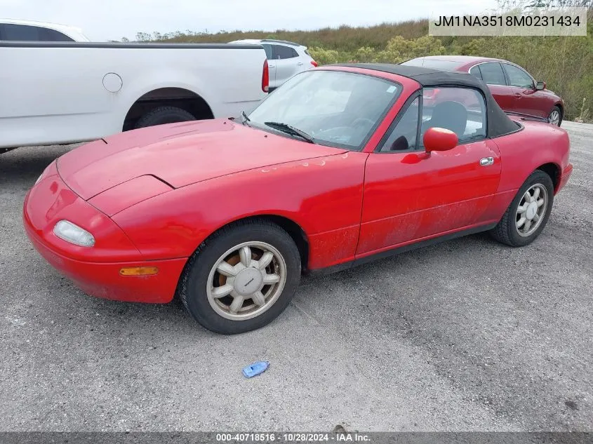 1991 Mazda Mx-5 Miata VIN: JM1NA3518M0231434 Lot: 40718516