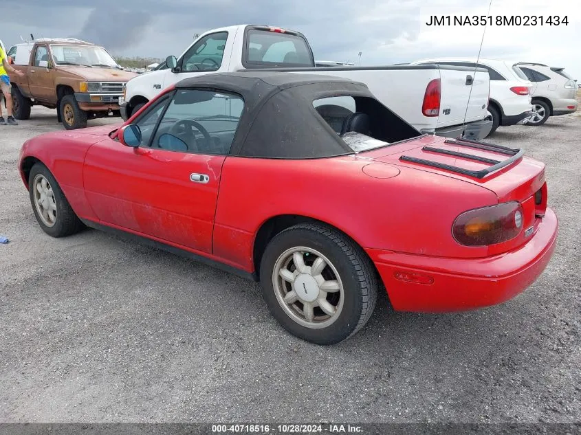 1991 Mazda Mx-5 Miata VIN: JM1NA3518M0231434 Lot: 40718516