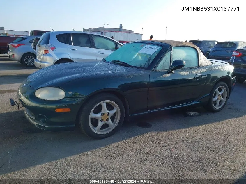 1999 Mazda Mx-5 Miata Leather Pkg/Popular Equipment Pkg/Sports Pkg/Touring Pkg VIN: JM1NB3531X0137771 Lot: 40170446