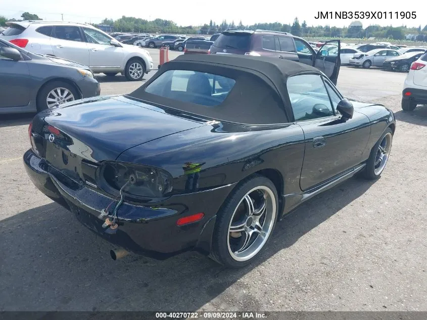 1999 Mazda Mx-5 Miata Leather Pkg/Popular Equipment Pkg/Sports Pkg/Touring Pkg VIN: JM1NB3539X0111905 Lot: 40270722