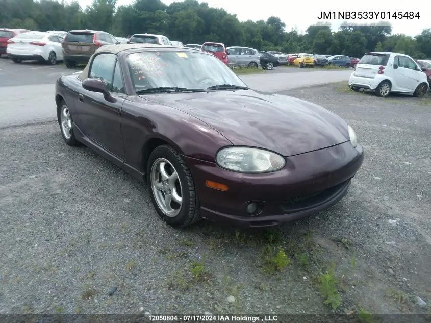 2000 Mazda Mx-5 Miata VIN: JM1NB3533Y0145484 Lot: 12050804