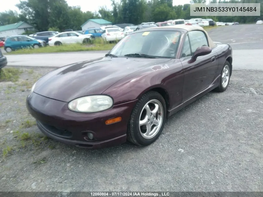 2000 Mazda Mx-5 Miata VIN: JM1NB3533Y0145484 Lot: 12050804