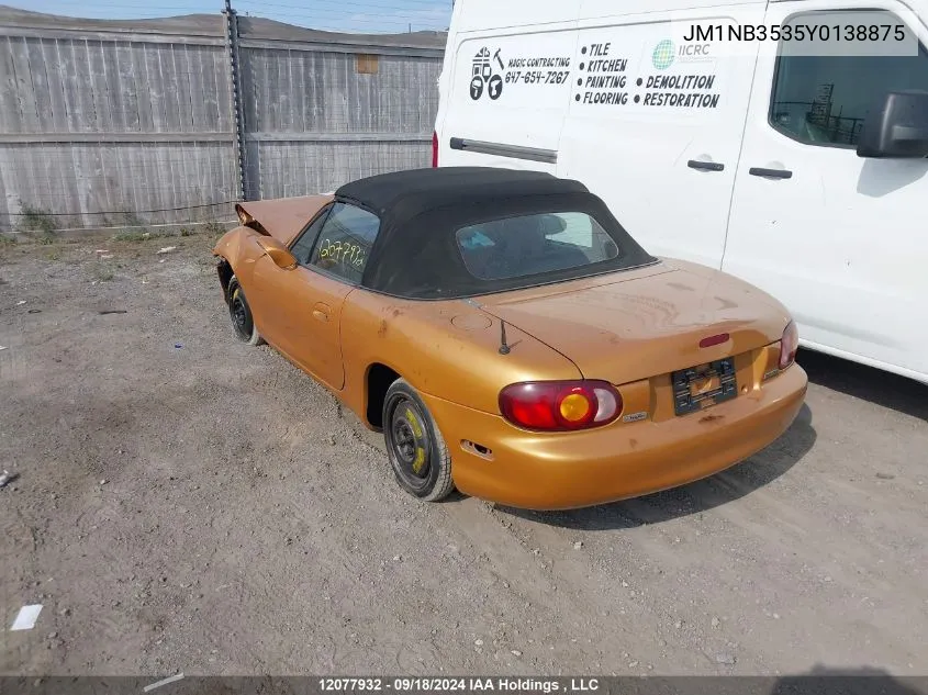 2000 Mazda Mx-5 Miata Ls VIN: JM1NB3535Y0138875 Lot: 12077932