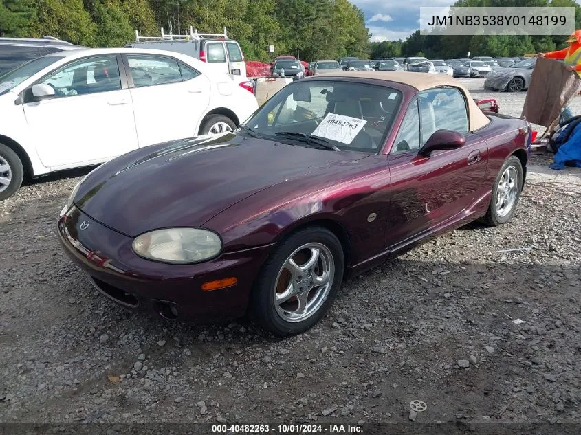 2000 Mazda Mx-5 Miata Ls/Special Edition VIN: JM1NB3538Y0148199 Lot: 40482263