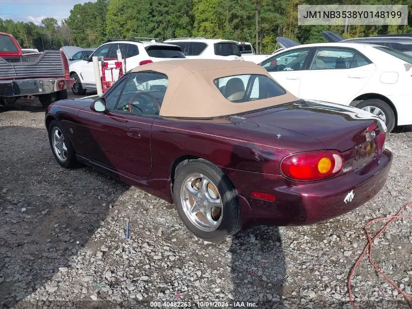 2000 Mazda Mx-5 Miata Ls/Special Edition VIN: JM1NB3538Y0148199 Lot: 40482263