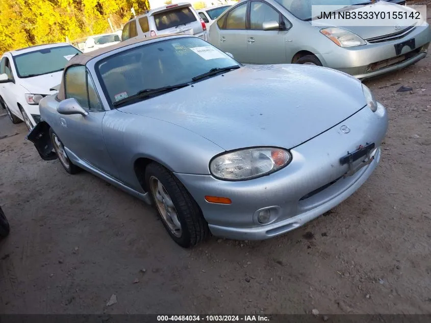 2000 Mazda Mx-5 Miata Ls/Special Edition VIN: JM1NB3533Y0155142 Lot: 40484034