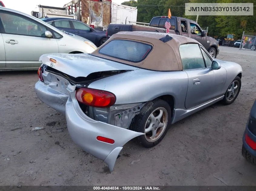 2000 Mazda Mx-5 Miata Ls/Special Edition VIN: JM1NB3533Y0155142 Lot: 40484034