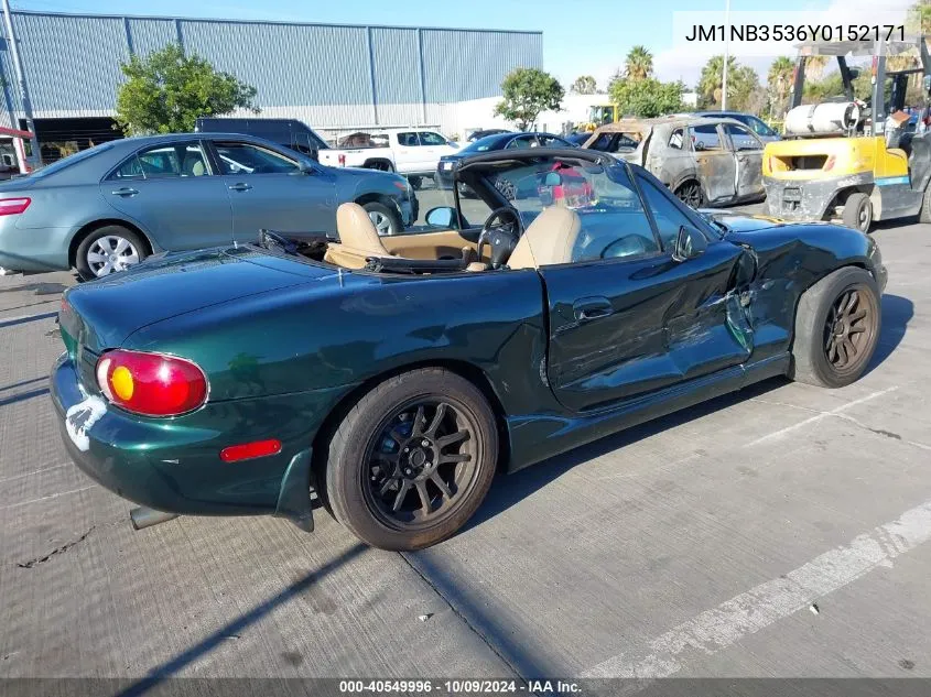 2000 Mazda Mx-5 Miata Ls/Special Edition VIN: JM1NB3536Y0152171 Lot: 40549996