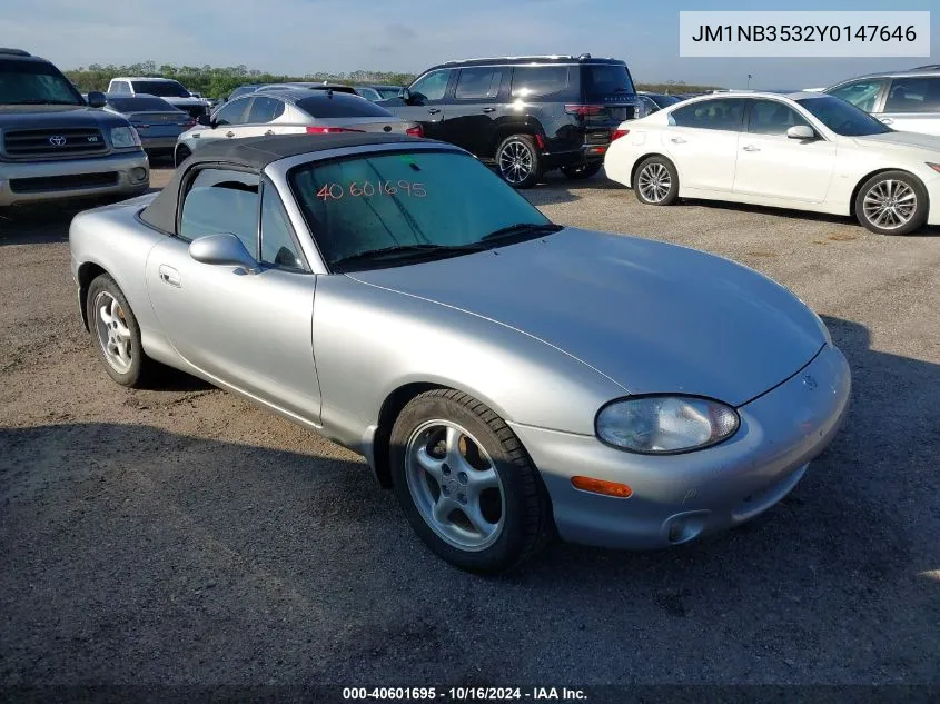 2000 Mazda Mx-5 Miata Ls/Special Edition VIN: JM1NB3532Y0147646 Lot: 40601695