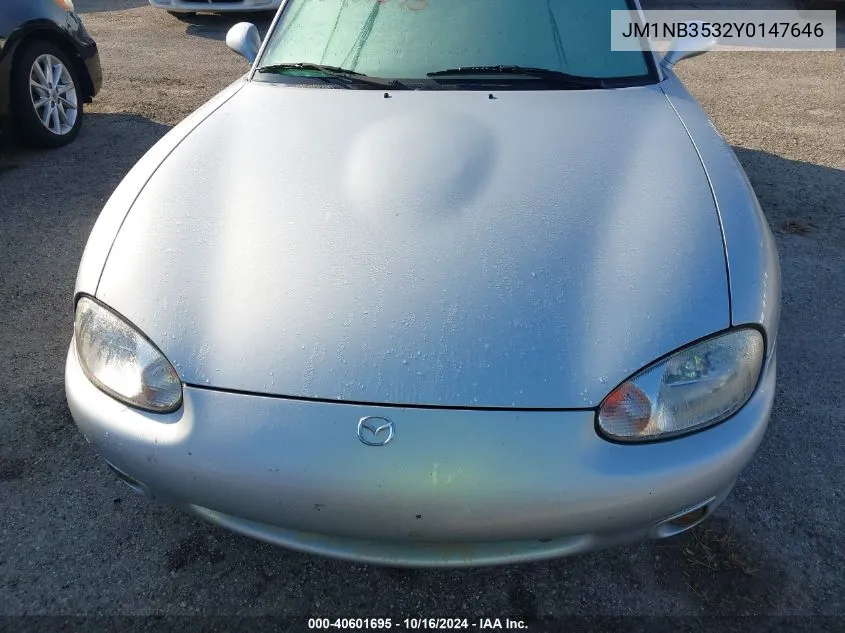 2000 Mazda Mx-5 Miata Ls/Special Edition VIN: JM1NB3532Y0147646 Lot: 40601695