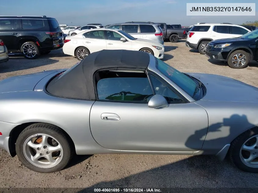 2000 Mazda Mx-5 Miata Ls/Special Edition VIN: JM1NB3532Y0147646 Lot: 40601695