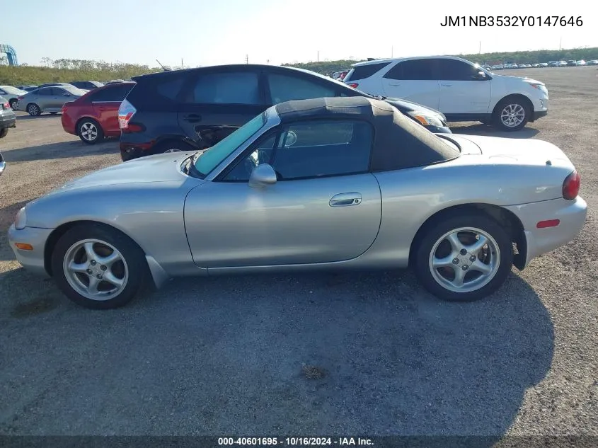 2000 Mazda Mx-5 Miata Ls/Special Edition VIN: JM1NB3532Y0147646 Lot: 40601695