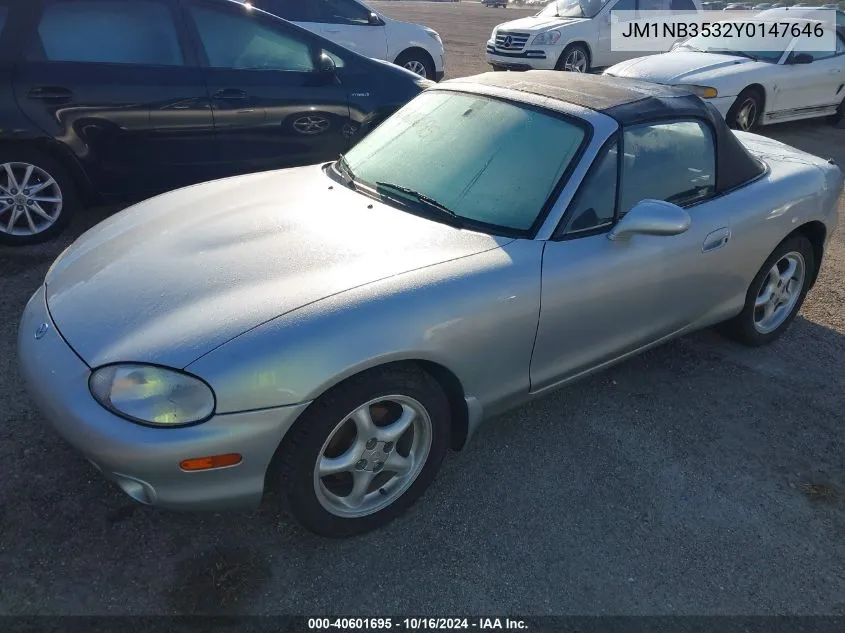 2000 Mazda Mx-5 Miata Ls/Special Edition VIN: JM1NB3532Y0147646 Lot: 40601695