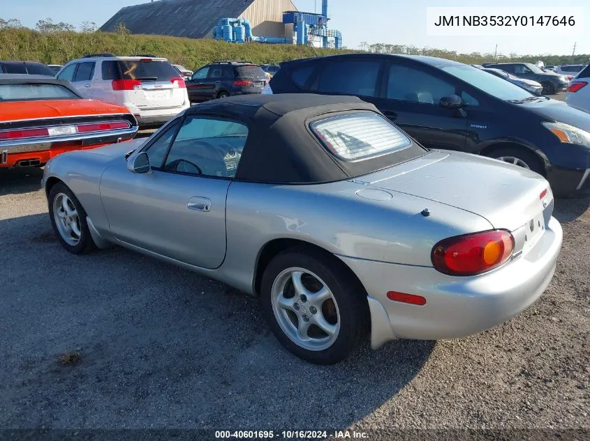 2000 Mazda Mx-5 Miata Ls/Special Edition VIN: JM1NB3532Y0147646 Lot: 40601695