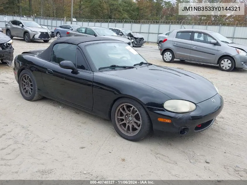 2000 Mazda Mx-5 Miata Ls/Special Edition VIN: JM1NB3533Y0144321 Lot: 40740327