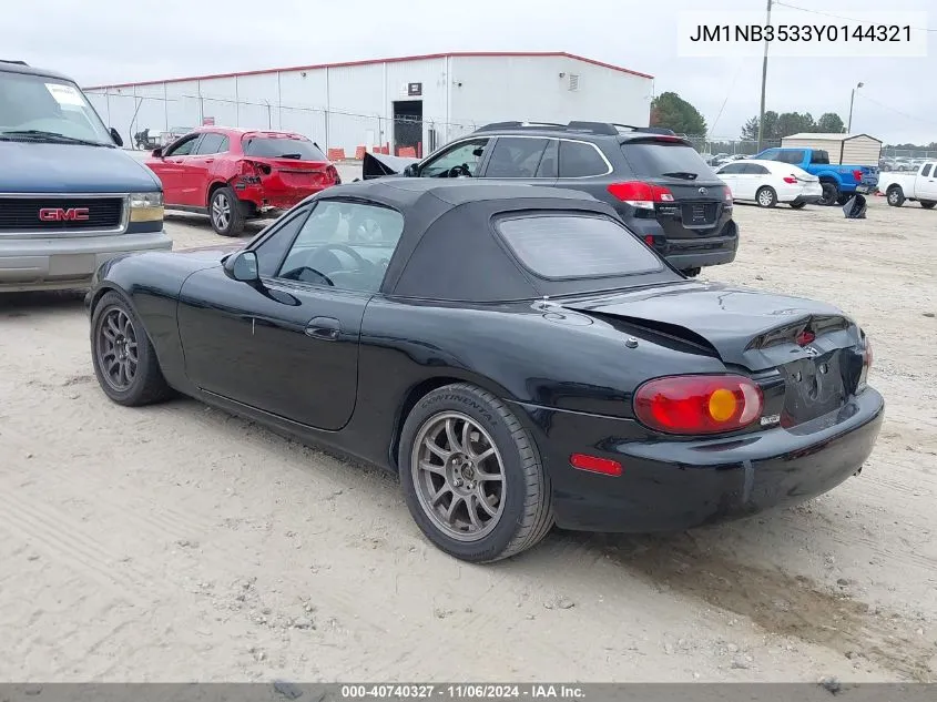 2000 Mazda Mx-5 Miata Ls/Special Edition VIN: JM1NB3533Y0144321 Lot: 40740327