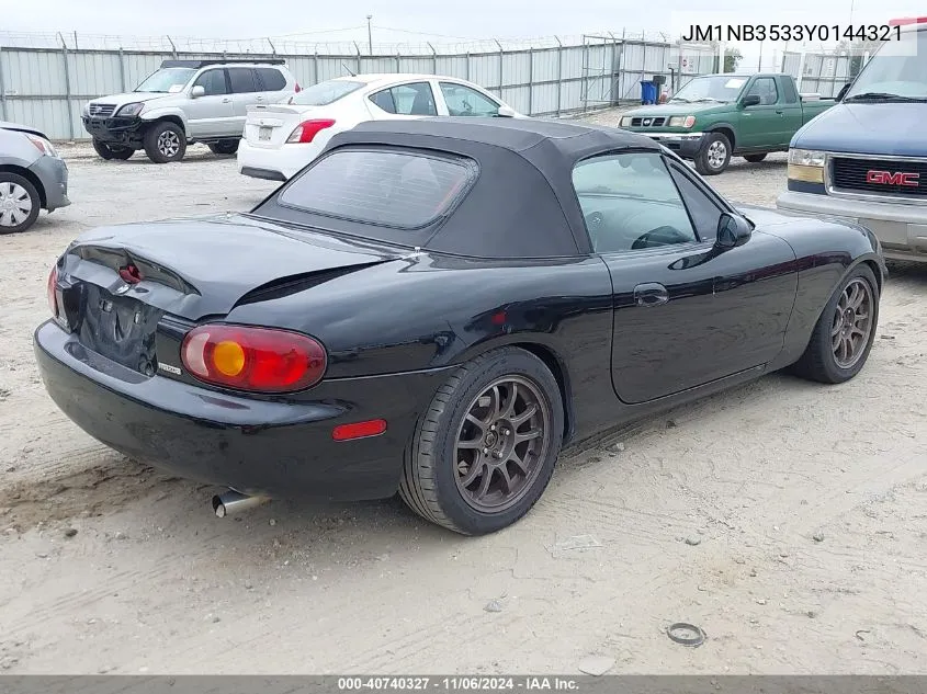 2000 Mazda Mx-5 Miata Ls/Special Edition VIN: JM1NB3533Y0144321 Lot: 40740327